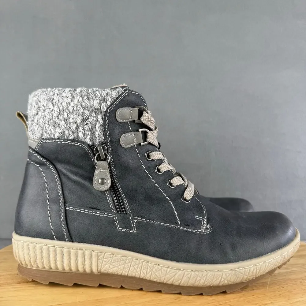 Spring Step Karlene Side Zip Lace-Up Gray Ankle Boots‎ Women’s Size 40/ 10 US